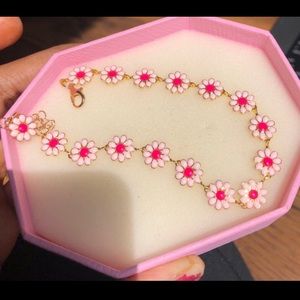 - Flower anklet with enamel coated and gold plated - adjustable